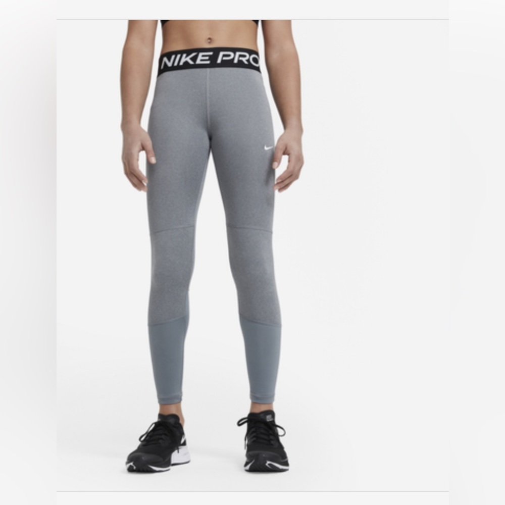 Nike Pro Tights Legging Mesh Bottom Gray Small Cropped